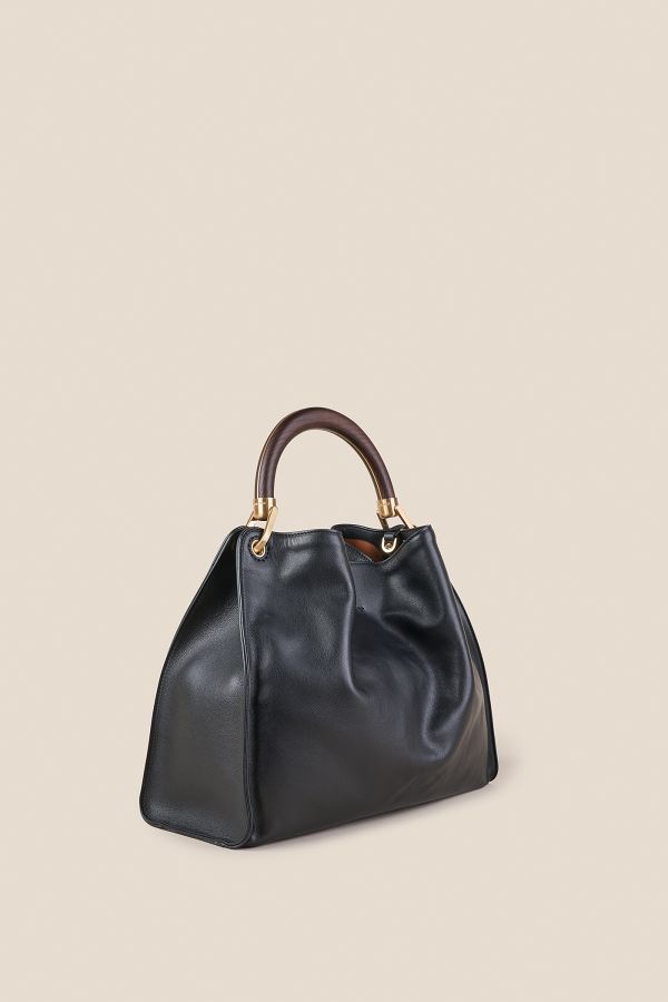 borsa Made in Italy, borsa in pelle, borsa da donna, borsa grande, borsa Gironacci, 3461 Vitello Soft Nero