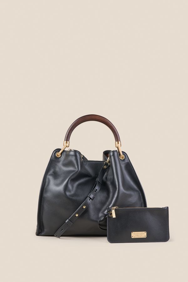 borsa Made in Italy, borsa in pelle, borsa da donna, borsa grande, borsa Gironacci, 3461 Vitello Soft Nero