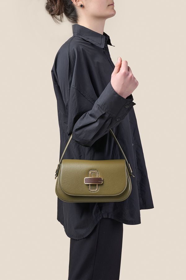 borsa donna, borsa artigianale, borsa Gironacci, borsa in pelle, borsa Made in Italy, 3161 Vitello Oliva 406