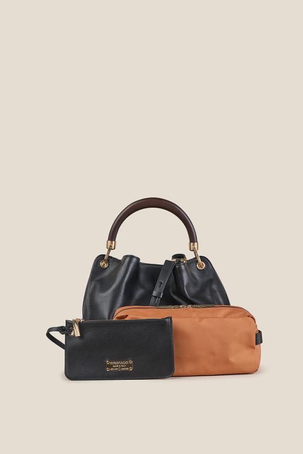 Gironacci handcrafted bag, handcrafted leather bag, handcrafted bag, Made in Italy handcrafted bag, 3460 Vitello Soft Nero