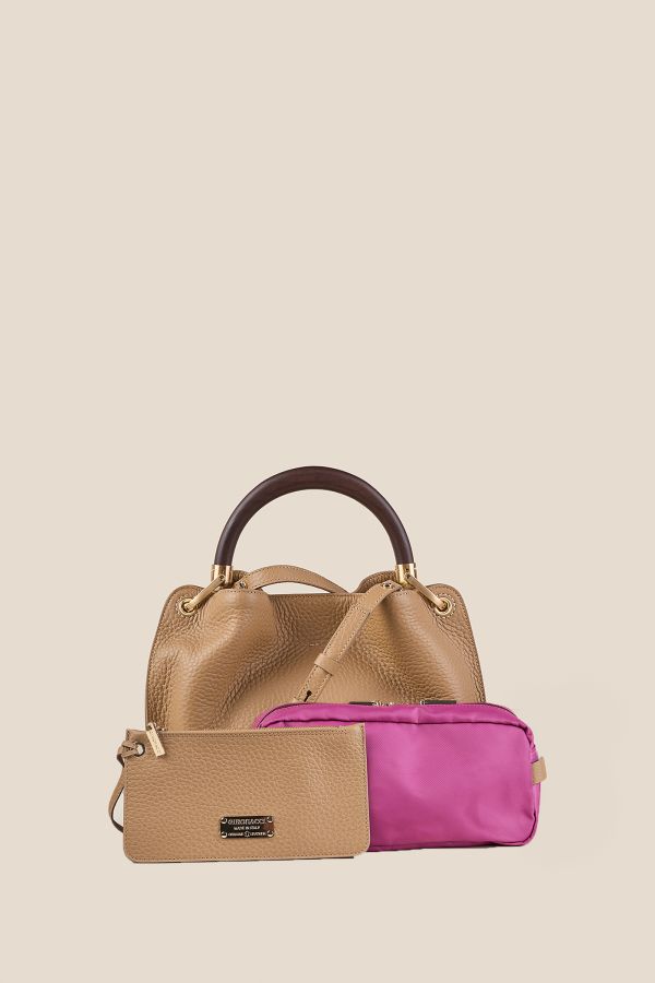 handcrafted leather bag, handcrafted bag, Gironacci handcrafted bag, Made in Italy handcrafted bag, 3460 Velvet Biscotto 160