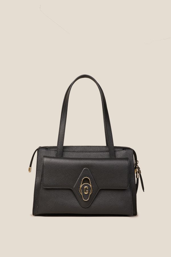 Gironacci borsa, borsa da donna, borsa grande, borsa Made in Italy, borsa in pelle, 3173 Vitello Nero