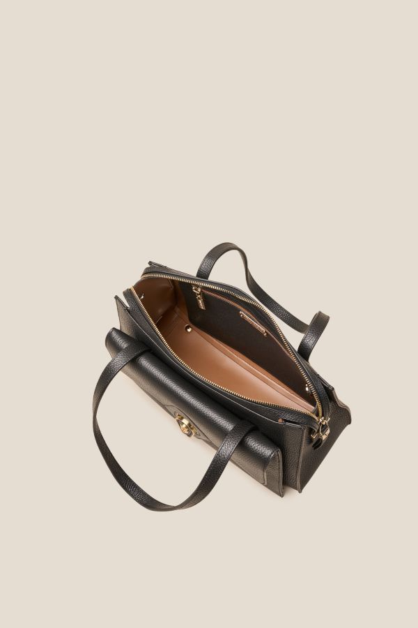Gironacci borsa, borsa da donna, borsa grande, borsa Made in Italy, borsa in pelle, 3173 Vitello Nero