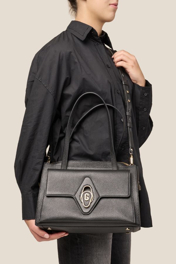 Gironacci borsa, borsa da donna, borsa grande, borsa Made in Italy, borsa in pelle, 3173 Vitello Nero