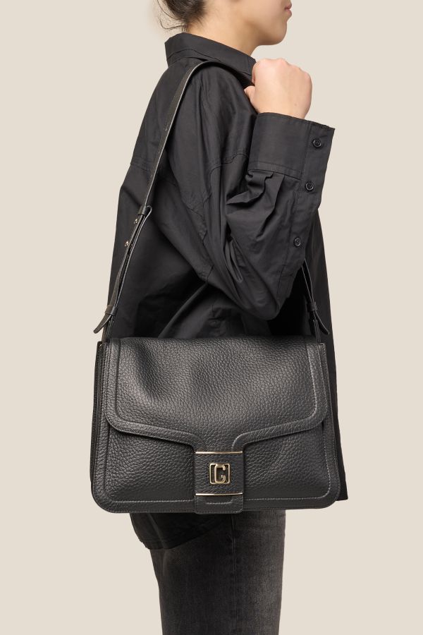 Gironacci borsa, borsa da donna, borsa grande, borsa Made in Italy, borsa in pelle, 3371 Velvet Nero