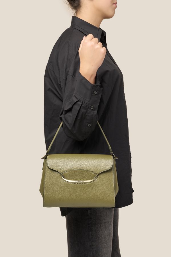 borsa Made in Italy, borsa donna, borsa artigianale, borsa Gironacci, borsa in pelle, 3272 Vitello Oliva 406