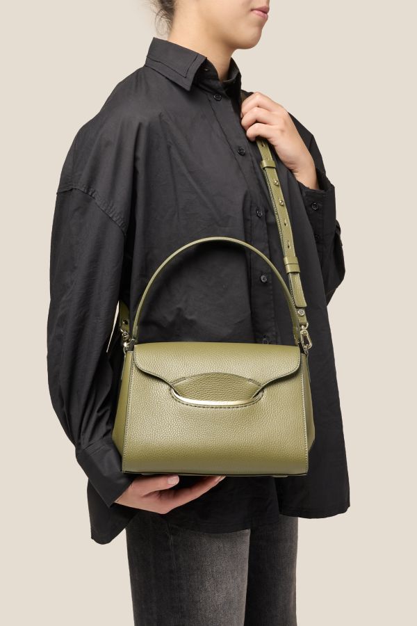 borsa Made in Italy, borsa donna, borsa artigianale, borsa Gironacci, borsa in pelle, 3272 Vitello Oliva 406