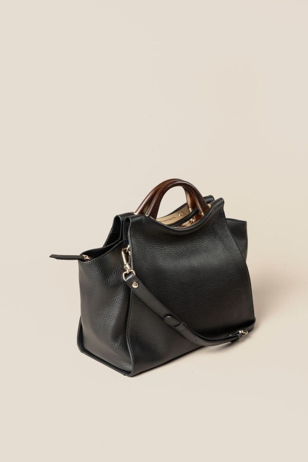 handcrafted leather bag, handcrafted bag, Gironacci handcrafted bag, Made in Italy handcrafted bag, 532 Vitello Nero