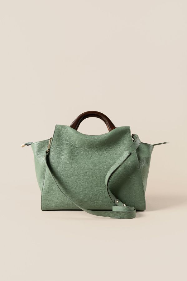 Gironacci handcrafted bag, handcrafted leather bag, handcrafted bag, Made in Italy handcrafted bag, 532 Vitello Salvia 415