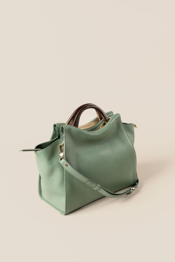 Gironacci handcrafted bag, handcrafted leather bag, handcrafted bag, Made in Italy handcrafted bag, 532 Vitello Salvia 415