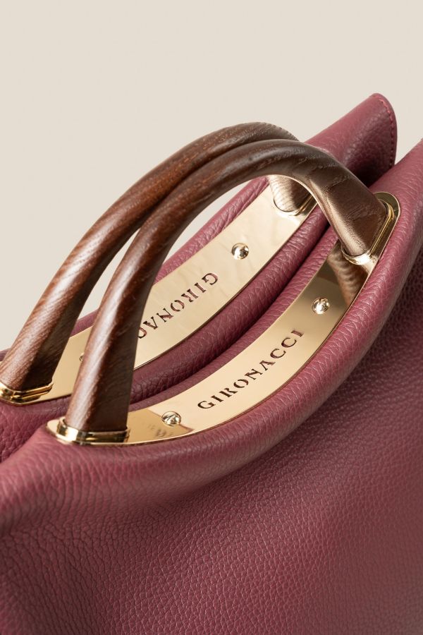 532 Vitello Vino 355 borsa donna, borsa artigianale, borsa Gironacci, borsa in pelle, borsa Made in Italy, 532 Vitello Vino 355