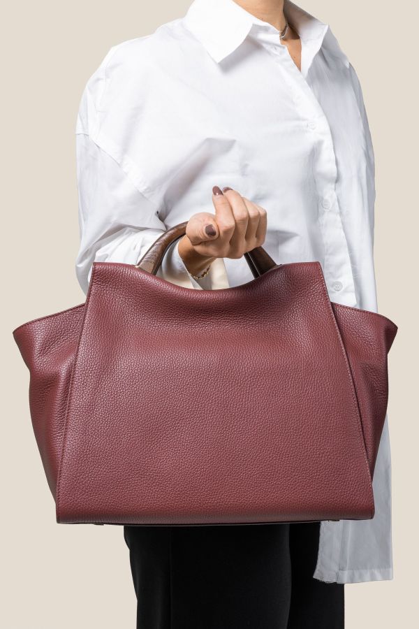 532 Vitello Vino 355 borsa donna, borsa artigianale, borsa Gironacci, borsa in pelle, borsa Made in Italy, 532 Vitello Vino 355