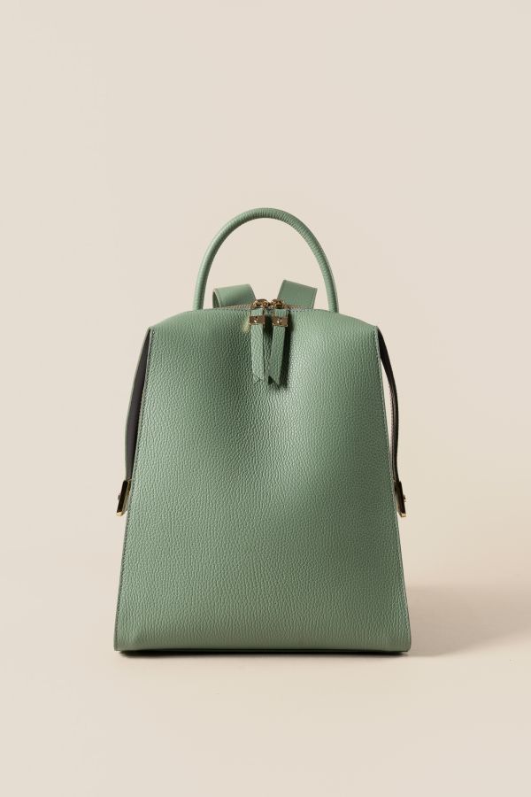 Gironacci backpack, handcrafted leather backpack, women's backpack, leather backpack, handcrafted backpack, 1272 Vitello Salvia 415