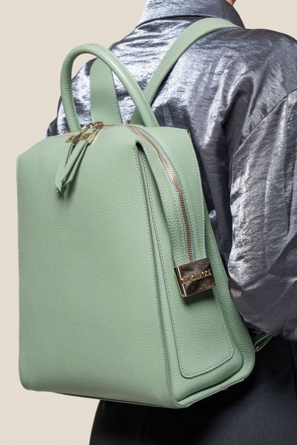 1272 Vitello Salvia 415 zaino Gironacci, zaino artigianale, zaino in pelle, zaino da donna, zaino fatto a mano, 1272 Vitello Salvia 415