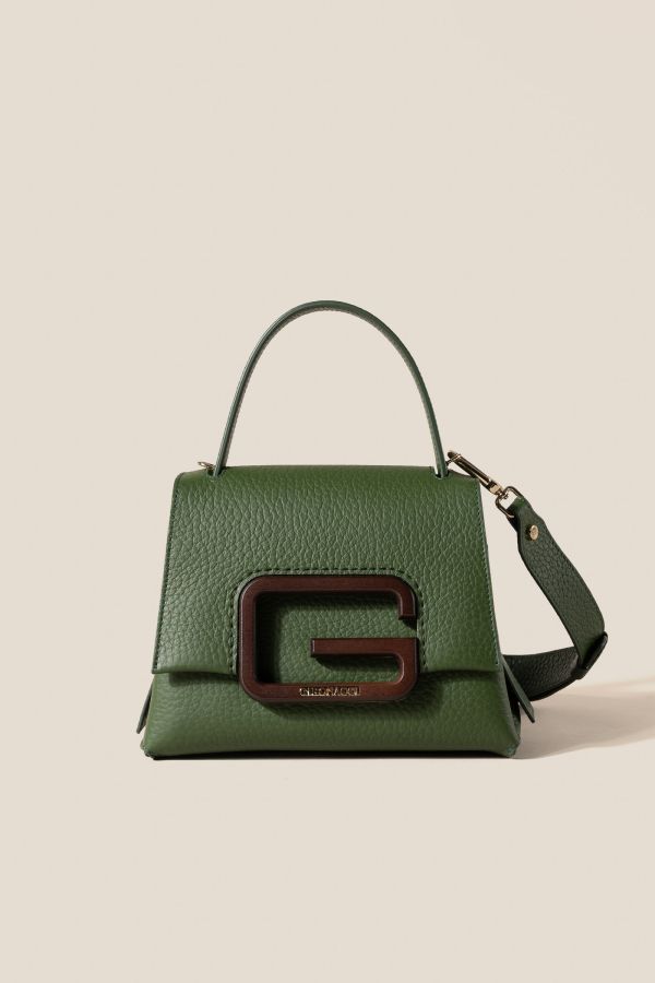 Gironacci leather bag, leather bag, Made in Italy leather bag, handcrafted bag, 2362 Velvet Muschio 409