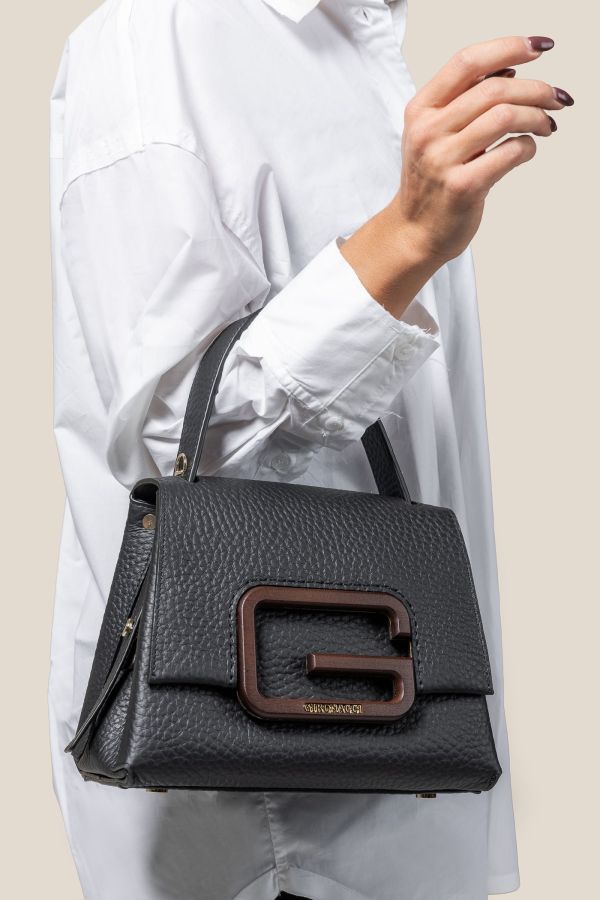 Made in Italy leather bag, handcrafted bag, Gironacci leather bag, leather bag, 2362 Velvet Nero