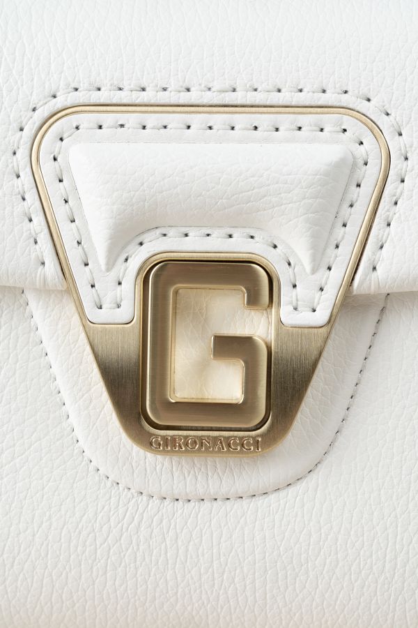 3210 Vitello Bianco 001 borsa in pelle, borsa Made in Italy, borsa da donna, borsa artigianale da donna, borsa Gironacci, 3210 Vitello Bianco 001