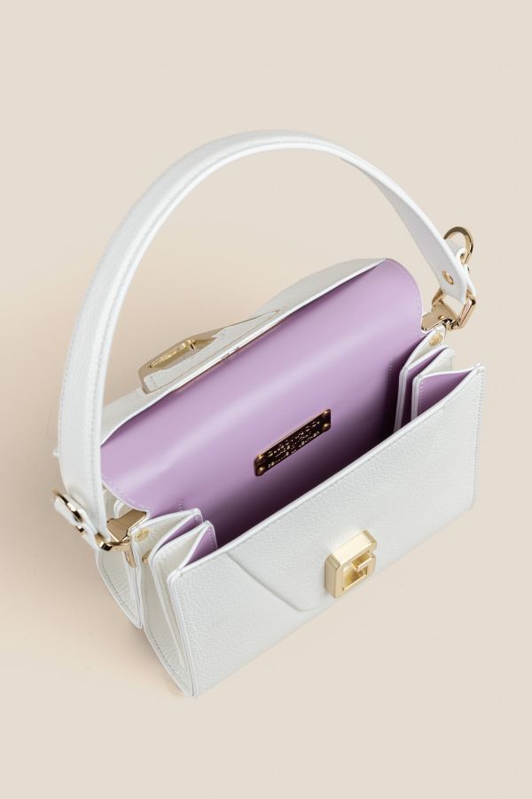 3210 Vitello Bianco 001 borsa in pelle, borsa Made in Italy, borsa da donna, borsa artigianale da donna, borsa Gironacci, 3210 Vitello Bianco 001