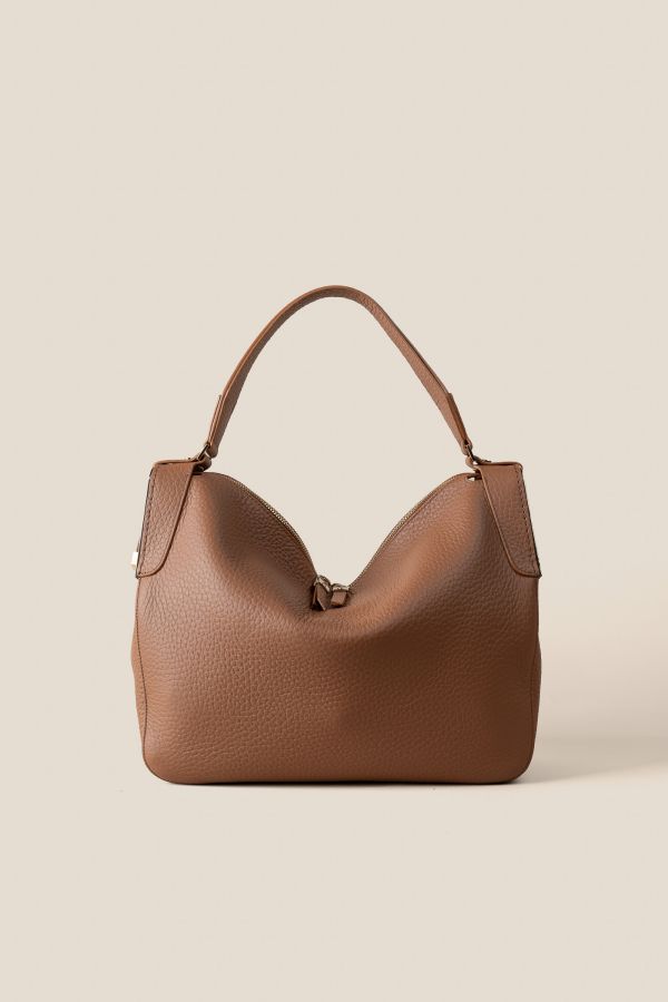 Gironacci bag, large leather bag, luxury leather bag, Made in Italy bag, women bag, 3412 Velvet Cuoio 152