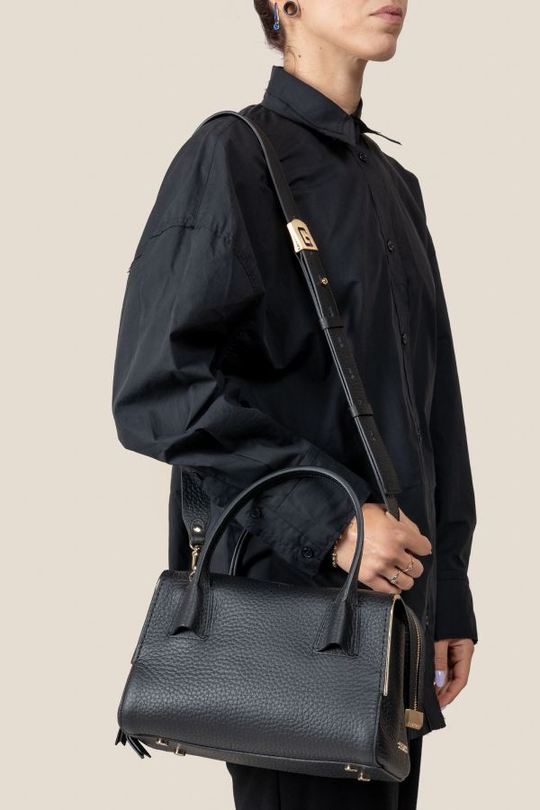 3410 Velvet Nero leather bag, handcrafted bag, Gironacci leather bag, Made in Italy leather bag, 3410 Velvet Nero