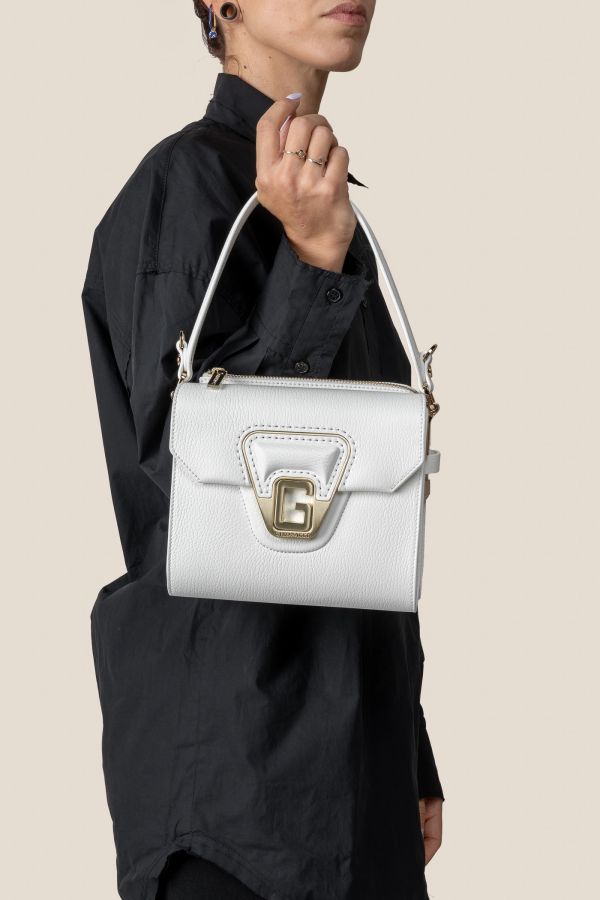 3210 Vitello Bianco 001 borsa in pelle, borsa Made in Italy, borsa da donna, borsa artigianale da donna, borsa Gironacci, 3210 Vitello Bianco 001