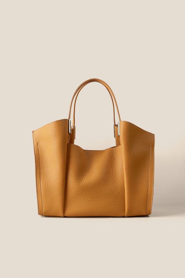 Gironacci bag, large leather bag, luxury leather bag, Made in Italy bag, women bag, 2511 Velvet Ocra 202