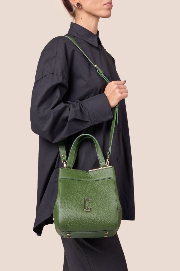 Made in Italy leather bag, handcrafted bag, Gironacci leather bag, leather bag, 3430 Velvet Muschio 409