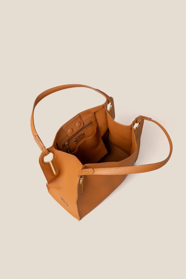 borsa Made in Italy, borsa in pelle, borsa da donna, borsa grande, borsa Gironacci, 3442 Velvet Cognac 175