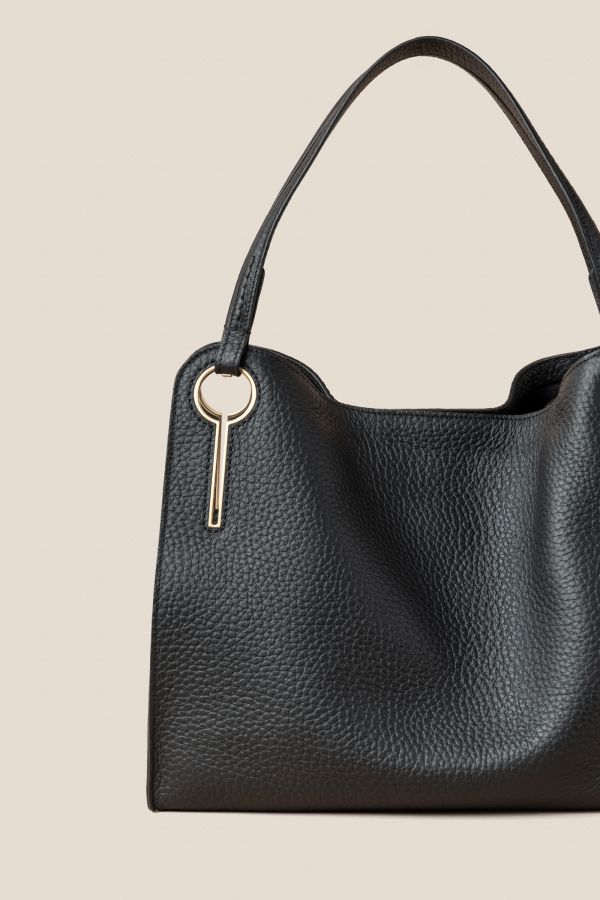 Gironacci bag, Made in Italy bag, women bag, luxury leather bag, large leather bag, 3442 Velvet Nero