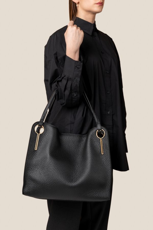 Gironacci bag, Made in Italy bag, women bag, luxury leather bag, large leather bag, 3442 Velvet Nero