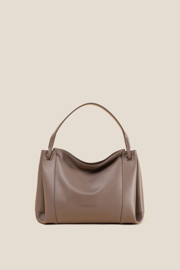 Made in Italy handcrafted bag, handcrafted bag, handcrafted leather bag, Gironacci handcrafted bag, 3352 Vitello Soft Taupe 114