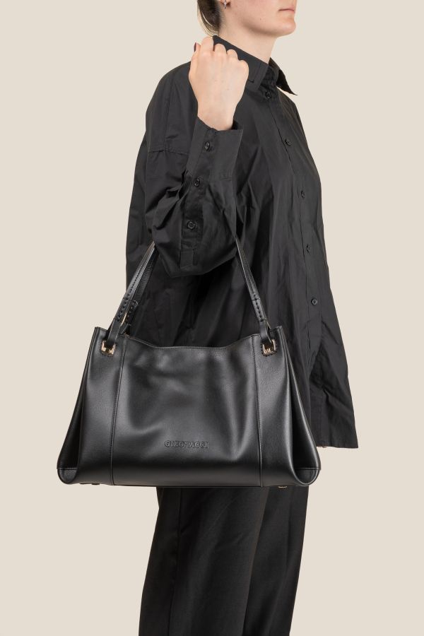 3351 Vitello Soft Nero borsa donna, borsa artigianale, borsa Gironacci, borsa in pelle, borsa Made in Italy, 3351 Vitello Soft Nero
